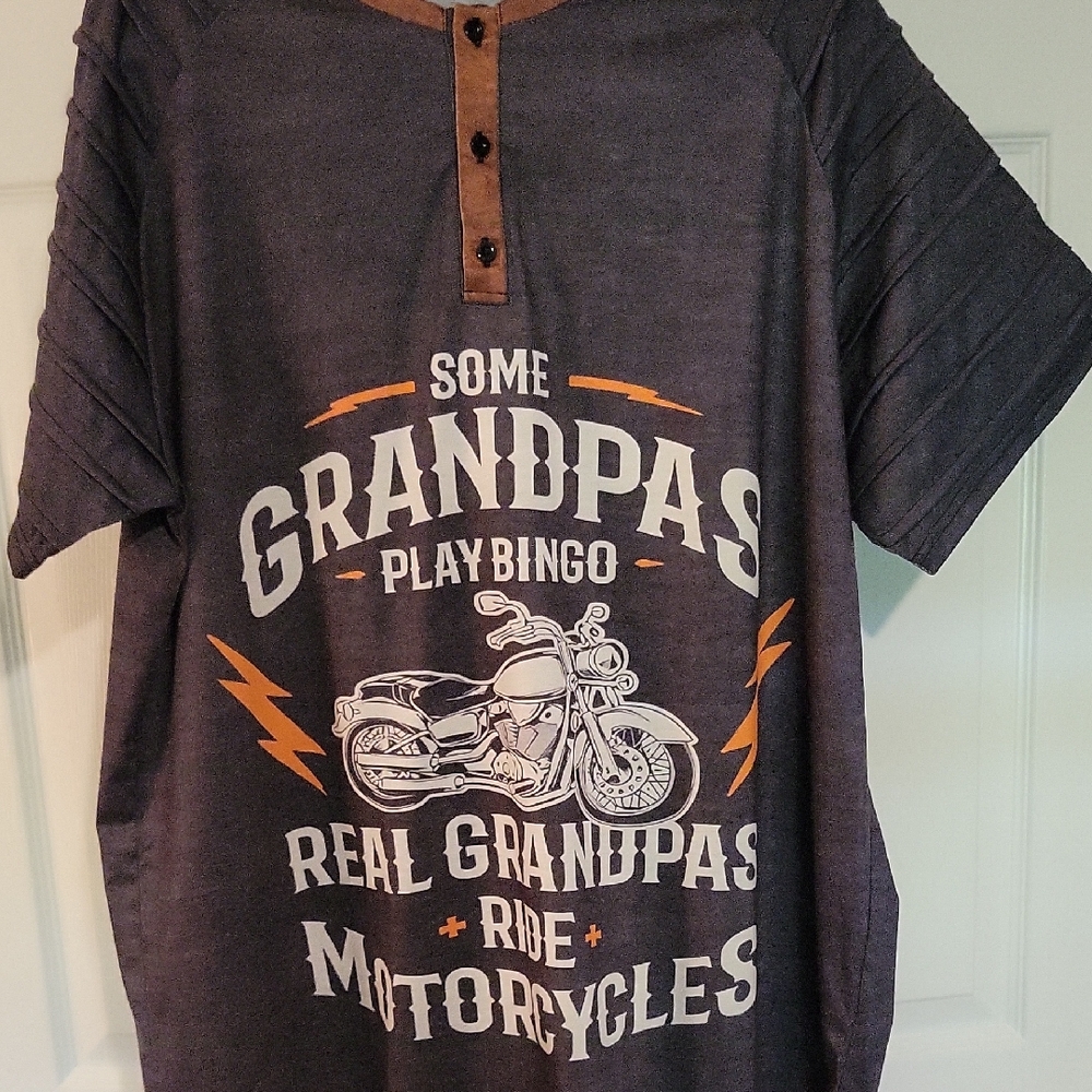 NWOT...Grandpa Motorcycle Graphic Henley Shirt